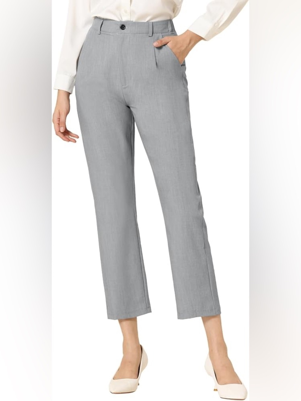 Allegra K Women's Work Dress Pants High Waisted Office Ankle Pants Grey size XS